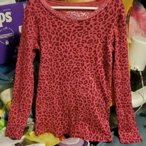 A pink cheetah print long sleeve shirt